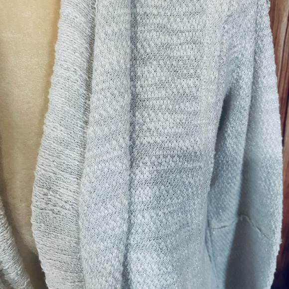 Women’s XS Sweater Cardigan Knox Rose Open Front Ivory Glitter Zip Sleeve Pocket - Picture 3 of 14
